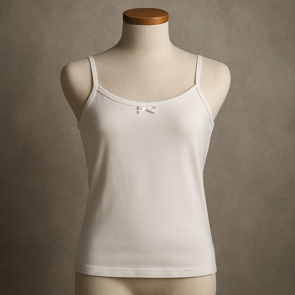 White Spaghetti Strap Tank Top with Bow Front Youth Large (12/14)